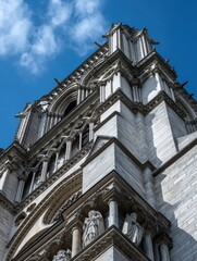 Obraz premium Majestic Notre Dame exterior, intricate stonework and gargoyles visible - cultural famous grand