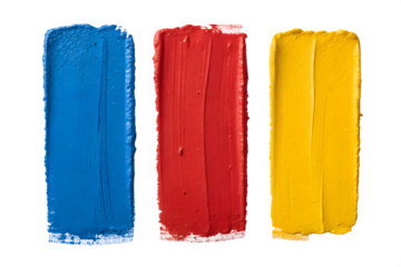 primary color paint swipes blue red yellow isolated on white background png