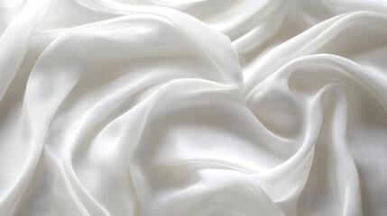 Fototapeta premium Flowing white satin fabric minimalist style textile art studio setting close-up elegance and grace