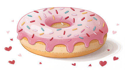 Delicious Pink Donut with Sprinkles Sweet Treat Valentine s Day Dessert