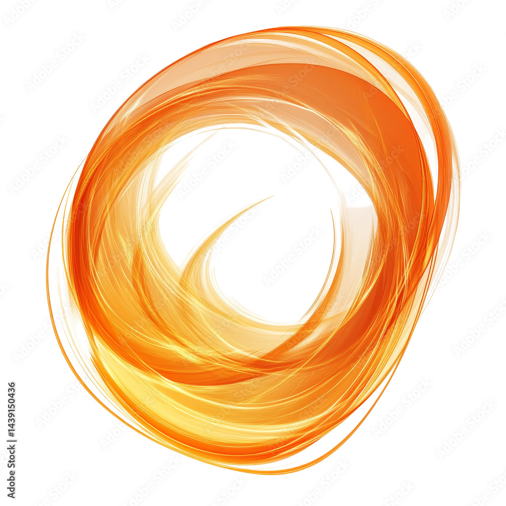 Poster vibrant orange lightning swirl on a pristine transparent background showcasing dynamic energy and mo