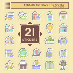 Sticker Set Save the World. related to Education symbol. editable