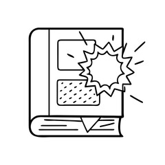 comic book icon, comic book line art - simple line art of comic book, perfect for comic book logos and icons