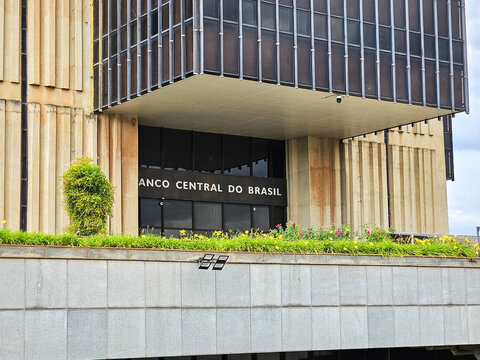 Building of the central bank of Brazil, or Banco Central do Brasil, BACEN acronym. In Brasilia, federal capital.