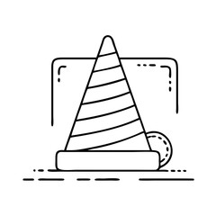 construction site cone icon, construction site cone line art - simple line art of construction site cone, perfect for construction site cone logos and icons