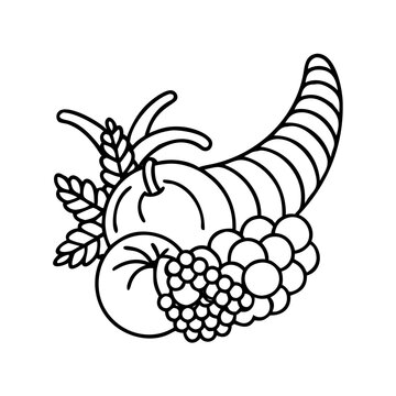 recommend clip art: cornucopia horn of plenty icon, cornucopia horn of plenty line art - simple line art of cornucopia horn of plenty, perfect for cornucopia horn of plenty logos and icons
