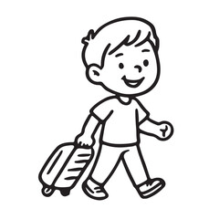 Hand Drawn Kids Airport and Airplane Travel Icon Black and White