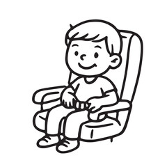 Hand Drawn Kids Airport and Airplane Travel Icon Black and White