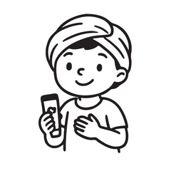 Hand Drawn Black and White Icons for Kids Skincare and Self Care Activities