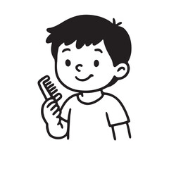 Hand Drawn Black and White Icons for Kids Skincare and Self Care Activities