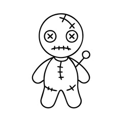 creepy doll icon, creepy doll line art - simple line art of creepy doll, perfect for creepy doll logos and icons