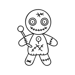 creepy doll icon, creepy doll line art - simple line art of creepy doll, perfect for creepy doll logos and icons