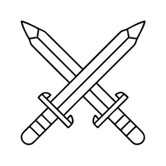 crossed swords for rpgs icon, crossed swords for rpgs line art - simple line art of crossed swords for rpgs, perfect for crossed swords for rpgs logos and icons