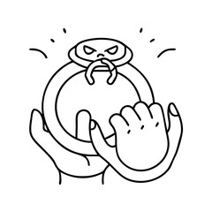 cursed ring icon, cursed ring line art - simple line art of cursed ring, perfect for cursed ring logos and icons