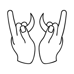 devil horns icon, devil horns line art - simple line art of devil horns, perfect for devil horns logos and icons
