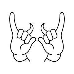 devil horns icon, devil horns line art - simple line art of devil horns, perfect for devil horns logos and icons