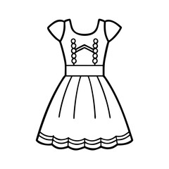 dirndl dress icon, dirndl dress line art - simple line art of dirndl dress, perfect for dirndl dress logos and icons