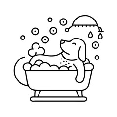 dog bath icon, dog bath line art - simple line art of dog bath, perfect for dog bath logos and icons
