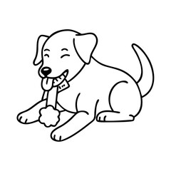 dog chewing a toy icon, dog chewing a toy line art - simple line art of dog chewing a toy, perfect for dog chewing a toy logos and icons