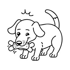 dog chewing a toy icon, dog chewing a toy line art - simple line art of dog chewing a toy, perfect for dog chewing a toy logos and icons