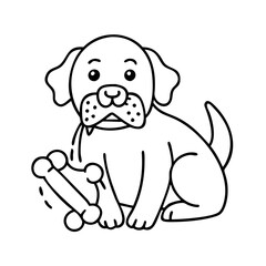dog chewing a toy icon, dog chewing a toy line art - simple line art of dog chewing a toy, perfect for dog chewing a toy logos and icons