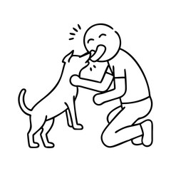 dog licking owner icon, dog licking owner line art - simple line art of dog licking owner, perfect for dog licking owner logos and icons