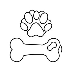 dog paw holding a bone icon, dog paw holding a bone line art - simple line art of dog paw holding a bone, perfect for dog paw holding a bone logos and icons
