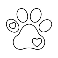 dog paw with a heart icon, dog paw with a heart line art - simple line art of dog paw with a heart, perfect for dog paw with a heart logos and icons
