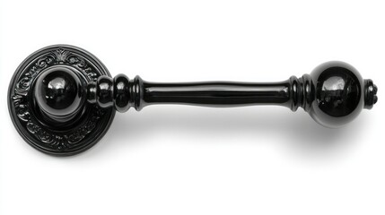 Black door handle with ornate details