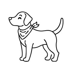 dog with a bandana icon, dog with a bandana line art - simple line art of dog with a bandana, perfect for dog with a bandana logos and icons