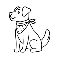 dog with a bandana icon, dog with a bandana line art - simple line art of dog with a bandana, perfect for dog with a bandana logos and icons