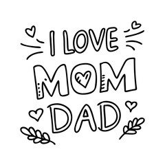 drawing with i love mom dad text icon, drawing with i love mom dad text line art - simple line art of drawing with i love mom dad text, perfect for drawing with i love mom dad text logos and icons