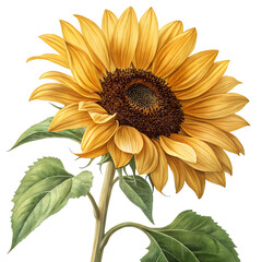 Naklejka premium Vibrant Sunflower Bloom Summer Flower Botanical Illustration Nature Photography