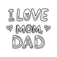 drawing with i love mom dad text icon, drawing with i love mom dad text line art - simple line art of drawing with i love mom dad text, perfect for drawing with i love mom dad text logos and icons