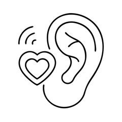 ear with heart listening support icon