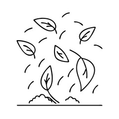 falling leaves icon, falling leaves line art - simple line art of falling leaves, perfect for falling leaves logos and icons