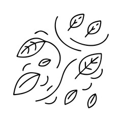 falling leaves in wind icon, falling leaves in wind line art - simple line art of falling leaves in wind, perfect for falling leaves in wind logos and icons