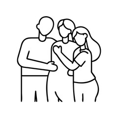 family hug icon, family hug line art - simple line art of family hug, perfect for family hug logos and icons