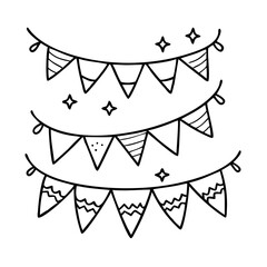 festive bunting icon, festive bunting line art - simple line art of festive bunting, perfect for festive bunting logos and icons