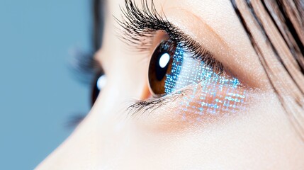 Close Up of Eye with Futuristic Digital Overlay