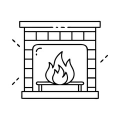 fireplace with fire icon, fireplace with fire line art - simple line art of fireplace with fire, perfect for fireplace with fire logos and icons