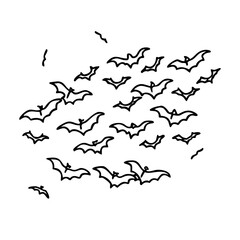 flying bat swarm icon, flying bat swarm line art - simple line art of flying bat swarm, perfect for flying bat swarm logos and icons