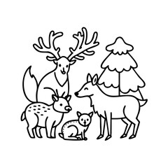 forest animals icon, forest animals line art - simple line art of forest animals, perfect for forest animals logos and icons