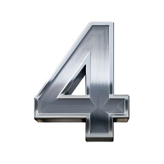 shiny 3D silver number  on white background  