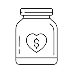 fundraising jar icon, fundraising jar line art - simple line art of fundraising jar, perfect for fundraising jar logos and icons