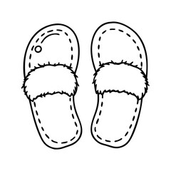 fuzzy slippers icon, fuzzy slippers line art - simple line art of fuzzy slippers, perfect for fuzzy slippers logos and icons