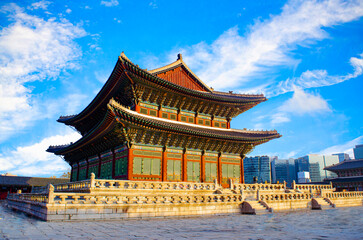 seokeodang palace, located in the gyeongbokgung palace on blue sky day