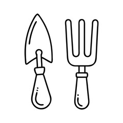 garden tools icon, garden tools line art - simple line art of garden tools, perfect for garden tools logos and icons