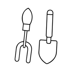 garden tools icon, garden tools line art - simple line art of garden tools, perfect for garden tools logos and icons