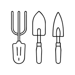 garden tools icon, garden tools line art - simple line art of garden tools, perfect for garden tools logos and icons